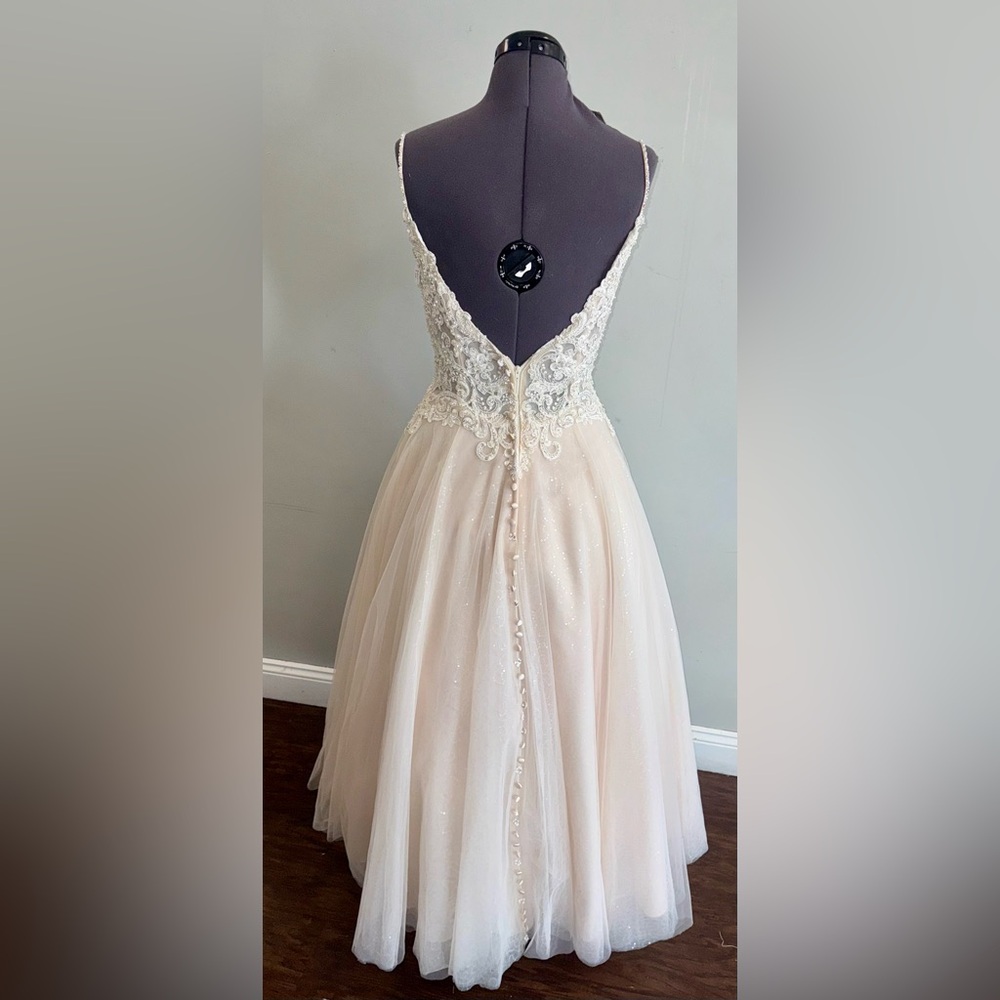 Elegant Cream Lace Wedding Dress - Picture 3 of 6